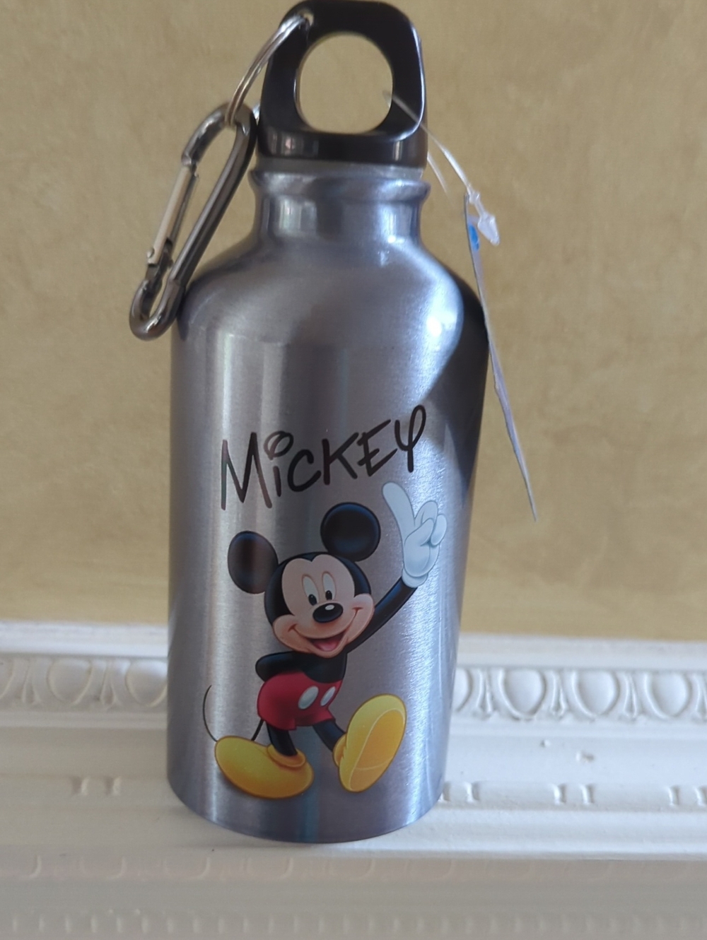 Disney Silver Stainless Steel Mickey Mouse Water Bottle with Black Cap